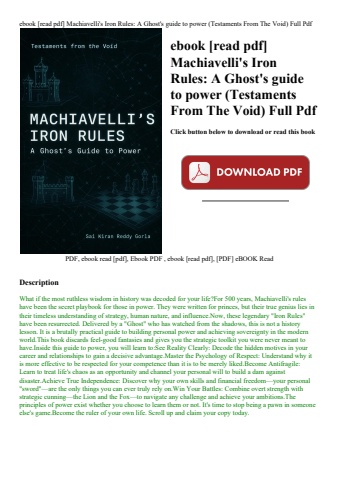 ebook [read pdf] machiavelli's iron rules a ghost's guide to power (testaments from the void) full p