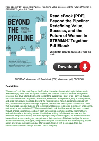 read ebook [pdf] beyond the pipeline redefining value  success  and the future of women in stemmã¢â€