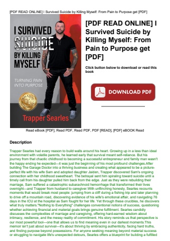 [pdf read online] i survived suicide by killing myself from pain to purpose get [pdf]