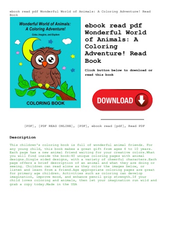 ebook read pdf wonderful world of animals a coloring adventure! read book