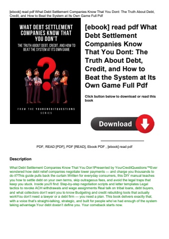 [ebook] read pdf what debt settlement companies know that you dont the truth about debt  credit  and