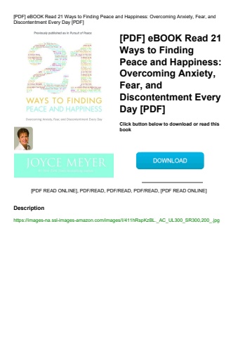[pdf] ebook read 21 ways to finding peace and happiness overcoming anxiety  fear  and discontentment