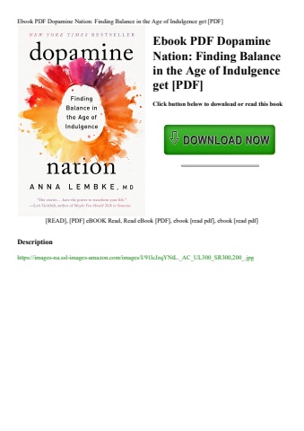 ebook pdf  dopamine nation finding balance in the age of indulgence get [pdf]