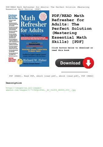 pdfread math refresher for adults the perfect solution (mastering essential math skills) [pdf]