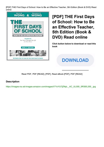 [pdf] the first days of school how to be an effective teacher  5th edition (book & dvd) read online