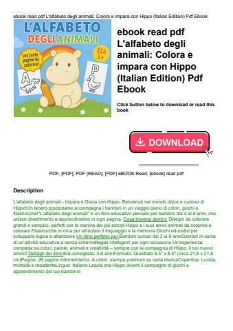 ebook read pdf l'alfabeto degli animali colora e impara con hippo (italian edition) pdf ebook