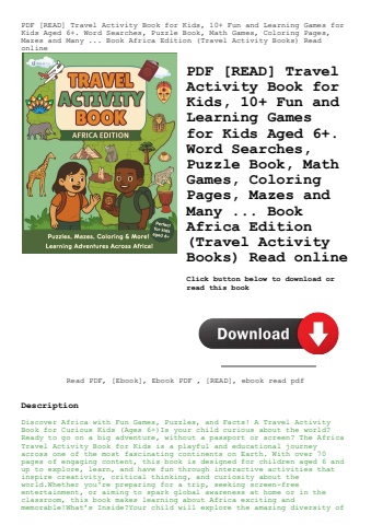 pdf [read] travel activity book for kids  10+ fun and learning games for kids aged 6+