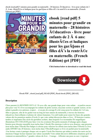 ebook [read pdf] 5 minutes pour grandir en maternelle - 28 histoires ãƒâ©ducatives - livre pour enfa