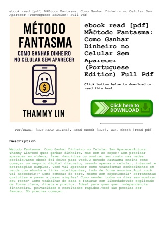 ebook read [pdf] mãƒâ©todo fantasma como ganhar dinheiro no celular sem aparecer (portuguese edition