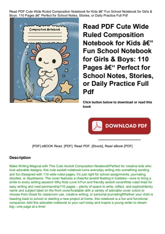 read pdf cute wide ruled composition notebook for kids ã¢â€â” fun school notebook for girls & boys 1
