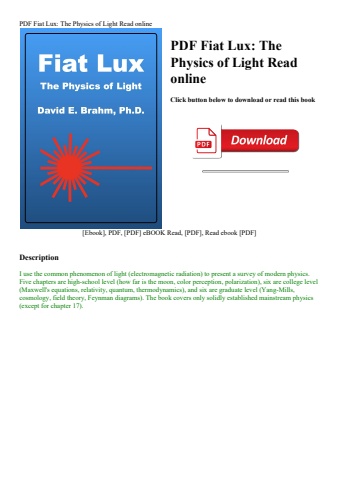 pdf fiat lux the physics of light read online