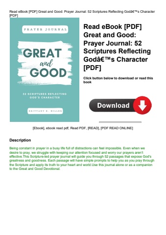 read ebook [pdf] great and good prayer journal 52 scriptures reflecting godã¢â€â™s character [pdf]