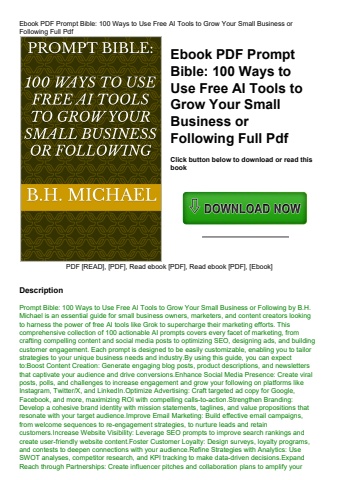 ebook pdf  prompt bible 100 ways to use free ai tools to grow your small business or following full