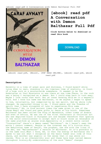 [ebook] read pdf a conversation with demon balthazar full pdf