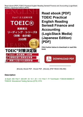 read ebook [pdf] toeic practical english reading series8 finance and accounting (logicstack media) (