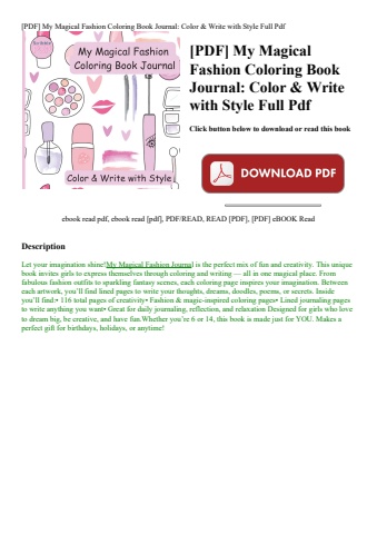 [pdf] my magical fashion coloring book journal color & write with style full pdf