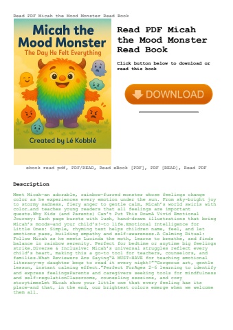 read pdf micah the mood monster read book