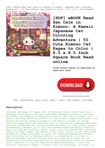 [pdf] ebook read zen cats in kimono a kawaii japanese cat coloring adventure  50 cute kimono cat pag