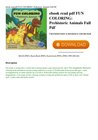 ebook read pdf fun coloring prehistoric animals full pdf