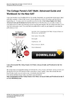 The College Panda's SAT Math: Advanced Guide and Workbook for the New SATNielson Phu