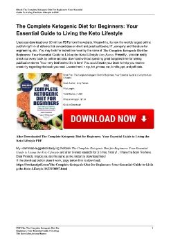 The Complete Ketogenic Diet for Beginners: Your Essential Guide to Living the Keto LifestyleAmy Ramos