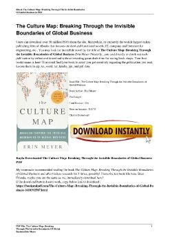 The Culture Map: Breaking Through the Invisible Boundaries of Global BusinessErin Meyer