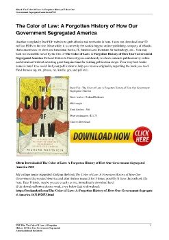 The Color of Law: A Forgotten History of How Our Government Segregated AmericaRichard Rothstein