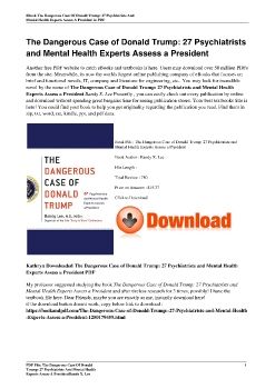 The Dangerous Case of Donald Trump: 27 Psychiatrists and Mental Health Experts Assess a PresidentBandy X. Lee