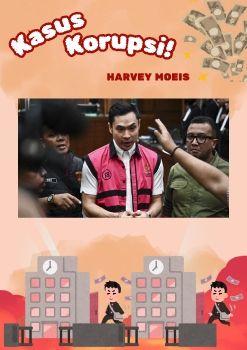 Merah dan Oranye Ilustrasi Poster Stop Korupsi A4 Dokumen