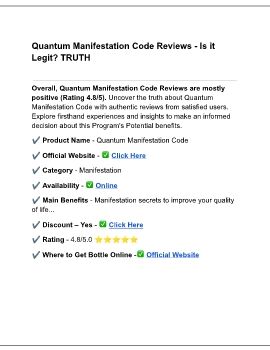 Quantum Manifestation Code Review - Is it Legit? TRUTH in PDF