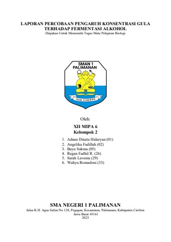 Laporan praktikum fermentasi alkohol kelompok 2