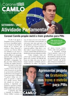 Informativo Atividade Parlamentar - Deputado Estadual Coronel Camilo. Setembro/2017.