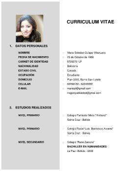 CURRICULUM VITAE MARIA SOLEDAD