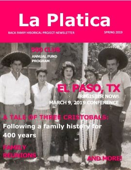 2019 Winter Newsletter Baca Family Historical Project