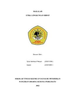 Makalah Etika lingkungan hidup kelompok 10-11