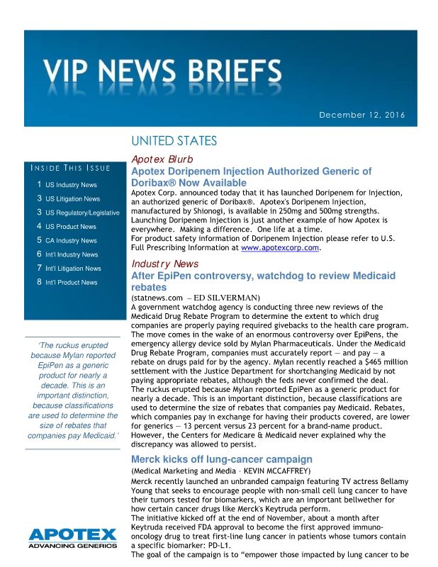 12-12-2016 VIP News Briefs