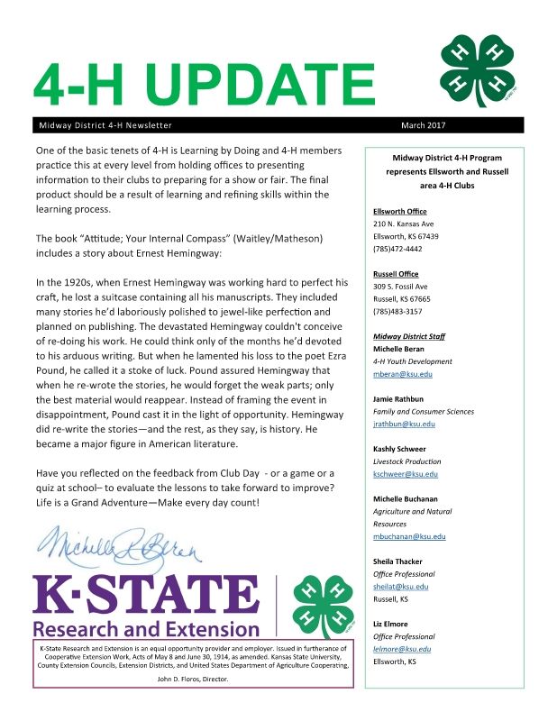 Midway District 4-H Newsletter - March 2017