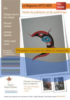 Magazine de ventes d'œuvres, 
des artistes peintres et sculpteurs canadiens.