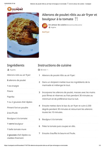 Ailerons de poulet rôtis au air fryer e..