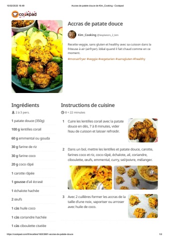 Accras de patate douce de Kim_Cooking - Cookpad