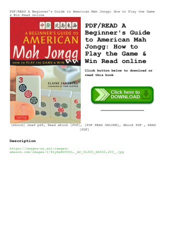 pdfread a beginner's guide to american mah jongg how to play the game & win read online