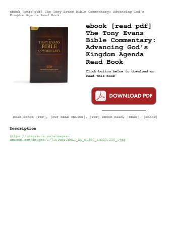 ebook [read pdf] the tony evans bible commentary advancing god's kingdom agenda read book