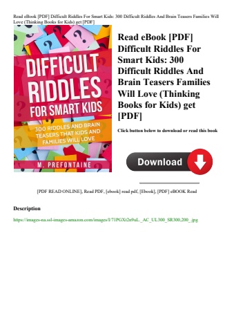 read ebook [pdf] difficult riddles for smart kids 300 difficult riddles and brain teasers families w