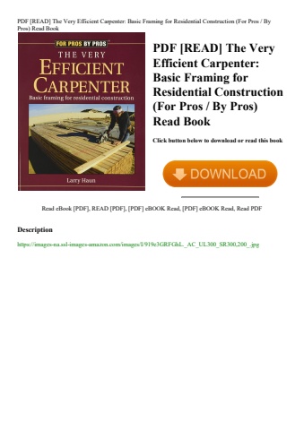 pdf [read] the very efficient carpenter basic framing for residential construction (for pros  by pro