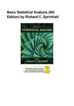 Basic Statistical Analysis (9th Edition) by Richard C. Sprinthall