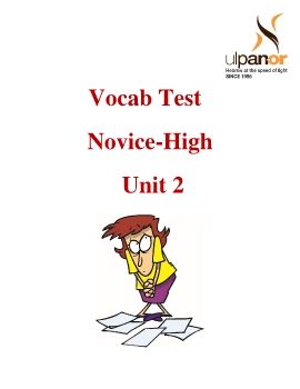 Vocab test, Novice-High, Unit 2         260816-V243