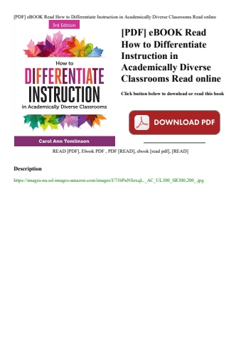 [pdf] ebook read how to differentiate instruction in academically diverse classrooms read online