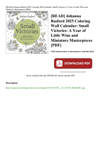 [read] johanna basford 2025 coloring wall calendar small victories a year of little wins and miniatu