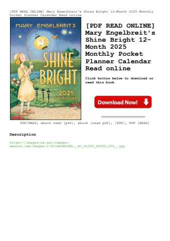 [pdf read online] mary engelbreit's shine bright 12-month 2025 monthly pocket planner calendar read