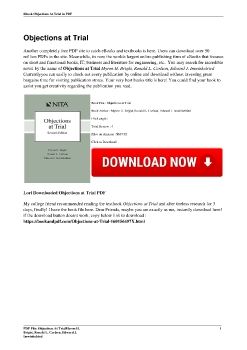 Objections at TrialMyron H. Bright, Ronald L. Carlson, Edward J. Imwinkelried